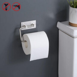 CLEFFNS Self Adhesive Toilet Paper Holder, Brushed Nickel 304 Stainless Steel, Rustproof, Fits Most Roll Sizes, Swing Arm, Open Sided - thumbnail 7