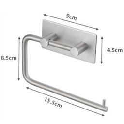 CLEFFNS Self Adhesive Toilet Paper Holder, Brushed Nickel 304 Stainless Steel, Rustproof, Fits Most Roll Sizes, Swing Arm, Open Sided - thumbnail 2