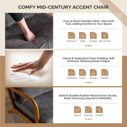 Accent Chair With Cushions And Lumbar Pillow, Armchair For Living Room, Reading Dark Grey - thumbnail 3