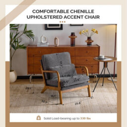 Accent Chair With Cushions And Lumbar Pillow, Armchair For Living Room, Reading Dark Grey - thumbnail 2