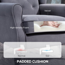 Homcom Accent Armchair Home Furniture Retro Tufted Club Fabric Charcoal Grey - thumbnail 5