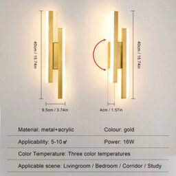 2/4 16W Led Wall Lamp Gold Modern Wall Light 3000/4500/6500K Hallway Living Room - thumbnail 2