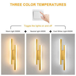 2/4 16W Led Wall Lamp Gold Modern Wall Light 3000/4500/6500K Hallway Living Room - thumbnail 5