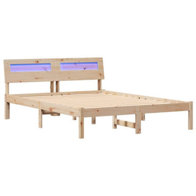 Berkfield Modern With Led Strip Lights Brown 120 X 190 Cm Solid Pine Wood - image 1