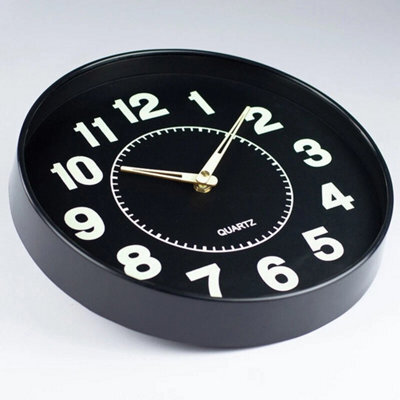 Black Wall Mounted Clock Night Light Silent Clock Digital Display Suitable For Offices - image 1