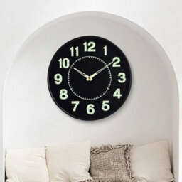 Black Wall Mounted Clock Night Light Silent Clock Digital Display Suitable For Offices - thumbnail 5