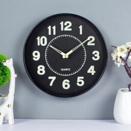Black Wall Mounted Clock Night Light Silent Clock Digital Display Suitable For Offices - thumbnail 4