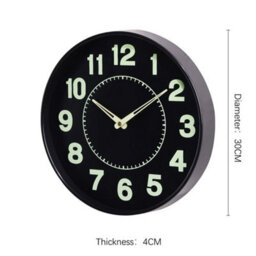 Black Wall Mounted Clock Night Light Silent Clock Digital Display Suitable For Offices - thumbnail 2