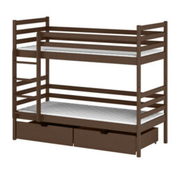 Arte Nemo Dark Chocolate Wooden Bunk Bed With Storage 90 X 190Cm - 2 Foam Bonnell Mattresses - thumbnail 1