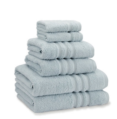 Catherine Lansfield Bathroom Zero Twist 500 Gsm Soft & Absorbent Cotton 6 Piece Towel Set Duck Egg Blue - image 1