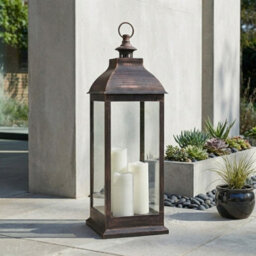 Lunaria Giant Copper Flickering Candle Lantern - thumbnail 2
