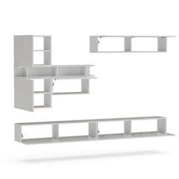 Decorotika Telby  Moduler Modern Tv Unit Wall Mount Customizable Layout High Gloss White - thumbnail 5