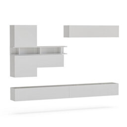 Decorotika Telby  Moduler Modern Tv Unit Wall Mount Customizable Layout High Gloss White - thumbnail 4