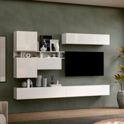 Decorotika Telby  Moduler Modern Tv Unit Wall Mount Customizable Layout High Gloss White - thumbnail 3