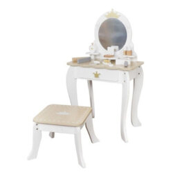 Hygrad Built to Survive Girls Wooden Dressing Table And Stool Set Kids Make Up Table With Accessories - thumbnail 1