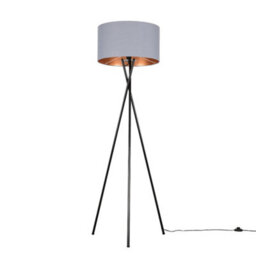 Valuelights Camden Black Tripod Floor Lamp With Grey/copper Shade