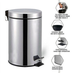 Silver 3 Litre Bathroom Pedal Rubbish Waste Bin And Toilet Brush Holder Set - thumbnail 3