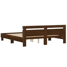 Berkfield Bed Frame With Led Without Mattress Brown Oak 160X200 Cm - thumbnail 9