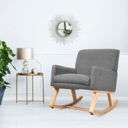 Costway Fabric Upholstered Recliner Rocking Chair Armchair Lounge Sofa Seat Relax Rocker - thumbnail 9