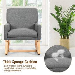 Costway Fabric Upholstered Recliner Rocking Chair Armchair Lounge Sofa Seat Relax Rocker - thumbnail 5