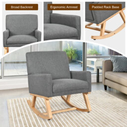 Costway Fabric Upholstered Recliner Rocking Chair Armchair Lounge Sofa Seat Relax Rocker - thumbnail 6
