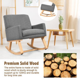 Costway Fabric Upholstered Recliner Rocking Chair Armchair Lounge Sofa Seat Relax Rocker - thumbnail 4