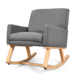 Costway Fabric Upholstered Recliner Rocking Chair Armchair Lounge Sofa Seat Relax Rocker - thumbnail 1