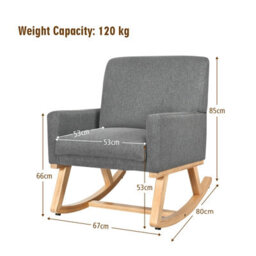 Costway Fabric Upholstered Recliner Rocking Chair Armchair Lounge Sofa Seat Relax Rocker - thumbnail 2