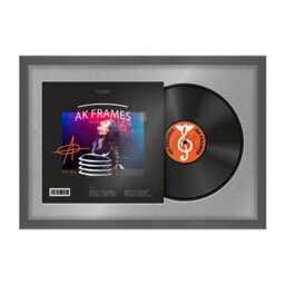 "AK Frames 25X17"" Dark Grey Classic Vinyl Record Frame With Mid Grey Mount For 12 Inch Lp Cover & Disc - Overlapped Design"
