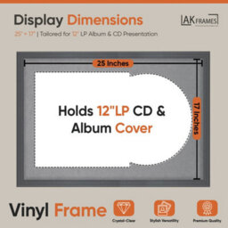 "AK Frames 25X17"" Dark Grey Classic Vinyl Record Frame With Mid Grey Mount For 12 Inch Lp Cover & Disc - Overlapped Design" - thumbnail 2