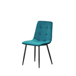 Mof Dining Chairs Set Of 6 Velvet Dining Chair With Padded Seat And Backrest, Sturdy Metal Legs Teal Check - thumbnail 4