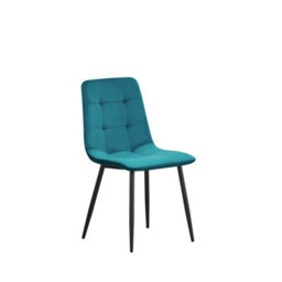 Mof Dining Chairs Set Of 6 Velvet Dining Chair With Padded Seat And Backrest, Sturdy Metal Legs Teal Check - thumbnail 3