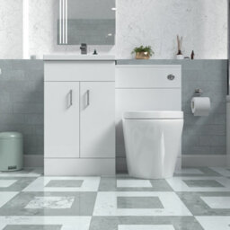Nes Home Basin Vanity Cabinet, Wc Unit White & Rimless Back To Wall Toilet - thumbnail 2