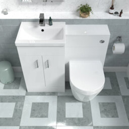 Nes Home Basin Vanity Cabinet, Wc Unit White & Rimless Back To Wall Toilet - thumbnail 3
