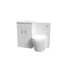Nes Home Basin Vanity Cabinet, Wc Unit White & Rimless Back To Wall Toilet - thumbnail 6