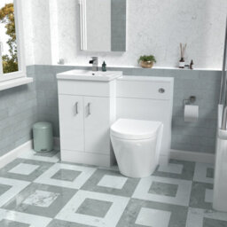 Nes Home Basin Vanity Cabinet, Wc Unit White & Rimless Back To Wall Toilet - thumbnail 1
