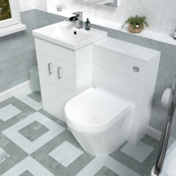 Nes Home Basin Vanity Cabinet, Wc Unit White & Rimless Back To Wall Toilet - thumbnail 4