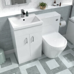 Nes Home Basin Vanity Cabinet, Wc Unit White & Rimless Back To Wall Toilet - thumbnail 5