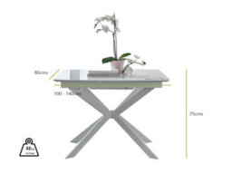 Furniturebox Uk Lira 100 Extending Dining Table And 4 Black Corona Silver Leg Chairs - thumbnail 7