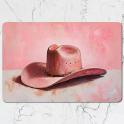 Benjamin Tate Design Set Of 12 Pink Cowboy Hat Art Placemat Coaster Set Wood Base Giclee Limited Edition - thumbnail 2