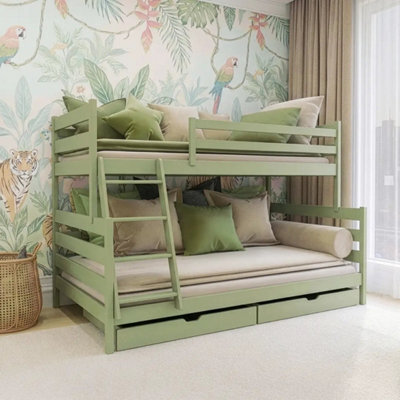 Arte Fami Olive Wooden Bunk Bed With Drawers - No Mattresses - 90 X 200 Cm & 120 X 200 Cm - image 1