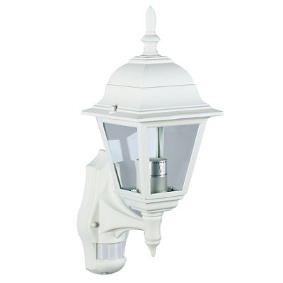Polperro Adjustable White Pir Outdoor Wall Light 60W
