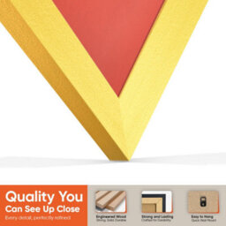 "AK Frames 25X17"" Gold Sleek Vinyl Record Frame With Poppy Red Mount For 12 Inch Lp Cover & Disc - Overlapped Design" - thumbnail 3