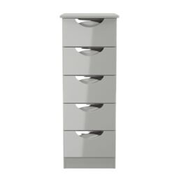 Rovigo Ready Assembled Gloss Dusk Grey 5 Drawer Bedside Chest (H)1074mm (W)395mm (D)411mm - thumbnail 5