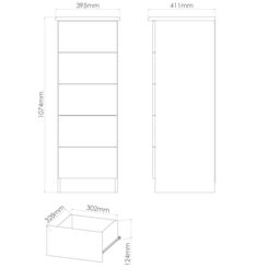 Rovigo Ready Assembled Gloss Dusk Grey 5 Drawer Bedside Chest (H)1074mm (W)395mm (D)411mm - thumbnail 7