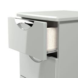 Rovigo Ready Assembled Gloss Dusk Grey 5 Drawer Bedside Chest (H)1074mm (W)395mm (D)411mm - thumbnail 4