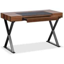 Homeology Adonis Walnut With Matte Black Legs Ergonomic Home Office Luxury Desk - thumbnail 7