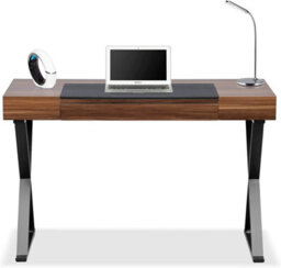 Homeology Adonis Walnut With Matte Black Legs Ergonomic Home Office Luxury Desk