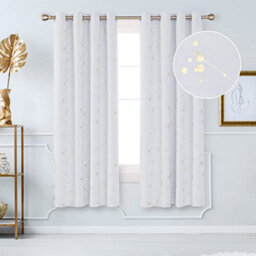 Deconovo Blackout Eyelet Curtains, Gold Constellation Printed Curtains For Boys Bedroom, 46 X 72 Inch, Silver Grey, 2 Panels - thumbnail 2