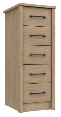 Ashbourne 5 Drawer Tallboy - Natural Oak On Express Delivery And Ready Assembled